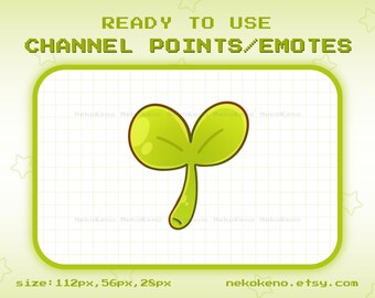 Leaf Sprout Twitch Channel Points, Leaf Plant Emote Streamer Graphics, Kawaii Cute Emotes