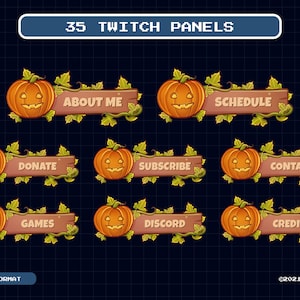 35 Spooky Halloween Twitch Panels, Pumpkin Wooden Leaves Panel, Wood Leaf Plant Kawaii Cute Stream Panel