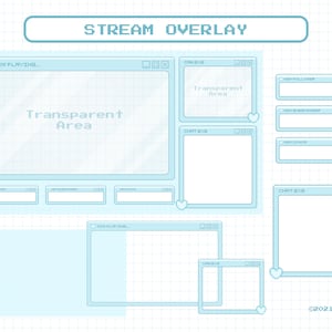 Stream Overlay Package for Twitch, Cute Windows Theme Overlay, Aesthetic Blue Color, Kawaii Twitch Overlay Package