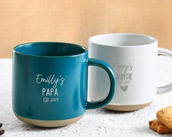 Tazza in ceramica incisa, tazza da caffè personalizzata per papà/mamma/nonna/nonno, idee regalo personalizzate, regalo per neo-papà/mamma, tazza di compleanno, tazza per annuncio nascita