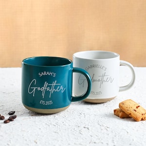 Personlig gudfadern gudmor mugg, graverad keramisk gudföräldergåva