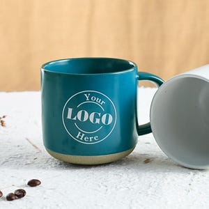 Engraved Logo Mug, Two Tone Ceramic Coffee Mugs, Personalized Gift for Employees, Clients, or Events, Custom Business Drinkware, Bulk Orders