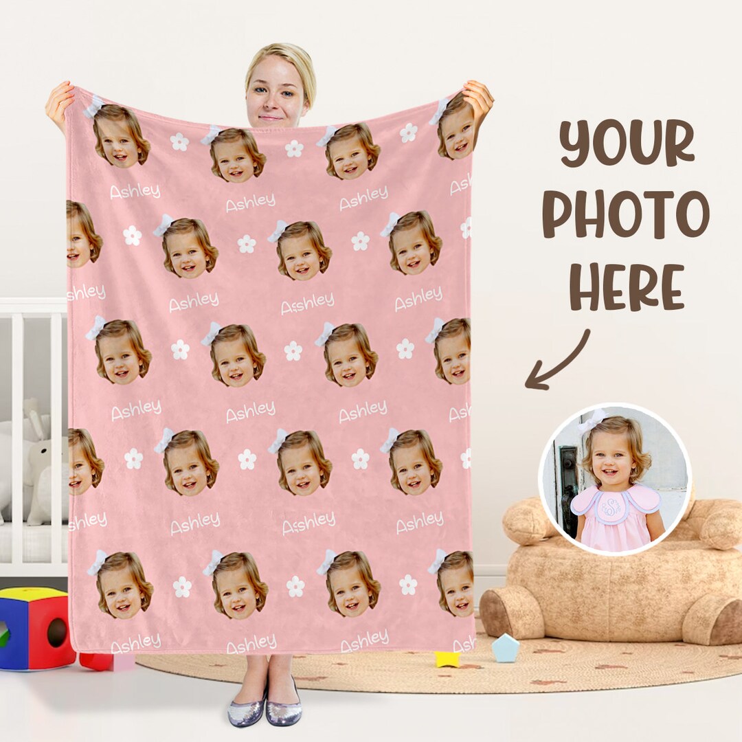 Custom Kid Face Blanket Custom Photo Blanket With Name Custom Blanket
