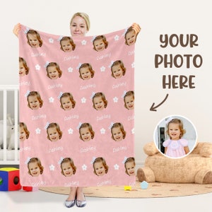 Custom Kid Face Blanket Custom Photo Blanket With Name Custom Blanket With Face, Photo Blanket For Kid, Birthday Gifts