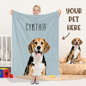 Custom Pet Blanket Personalized Pet Photo Blanket Using Pet Photo Name Custom Dog Blanket Pet Photo Blanket Dog Dad Gifts, Pet Lover Gifts