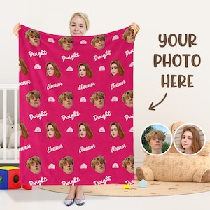 Custom Couple Face Blanket Custom Photo Blanket With Name Custom Blanket With Face, Photo Blanket For Couple, Valentine's Day Present