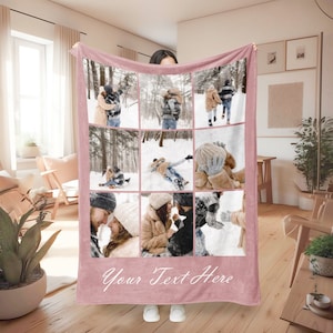 Custom Couple Blanket Collage Custom Photo Blanket With Text Custom Blanket With Face, Photo Blanket For Couple, Valentine's Day Present
