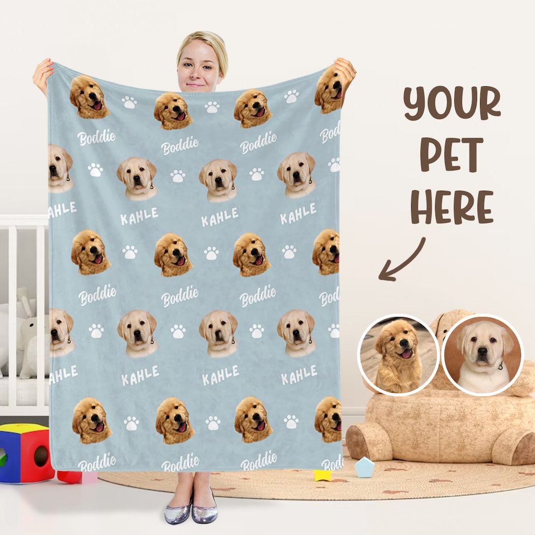Custom Pet Blanket Custom Dog Photo Blanket With Name Custom Dog Blanket Pet Photo Blanket Dog