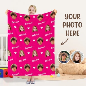 Custom Couple Face Blanket Custom Photo Blanket With Name Custom Blanket With Face, Photo Blanket For Couple, Valentine's Day Present