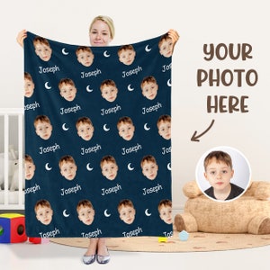 Custom Kid Face Blanket Custom Photo Blanket With Name Custom Blanket With Face, Photo Blanket For Kid, Birthday Gifts