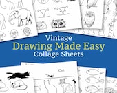 Drawing Made Easy Digital Collage Sheets, Coloring Sheets Printable PDF Drawing Made Easy Scrapbooking Ephemera Printable Collages E.G. Lutz