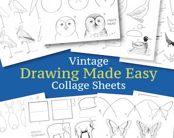 Drawing Made Easy Digital Collage Sheets, Vintage Postcard Papers for  Scrapbooking, Printable Cards, Vintage Ephemera, Printable Collages