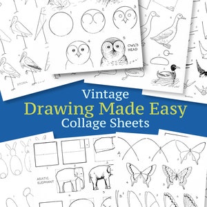 Drawing Made Easy Digital Collage Sheets, Vintage Postcard Papers for  Scrapbooking, Printable Cards, Vintage Ephemera, Printable Collages