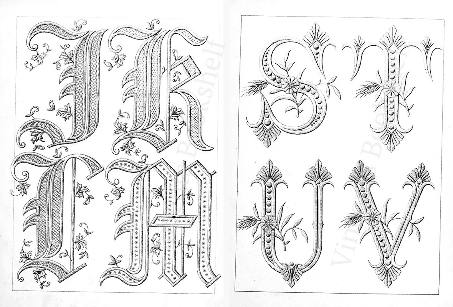 Vintage Embroidery Alphabet Designs by Mesureur. Vintage Etsy