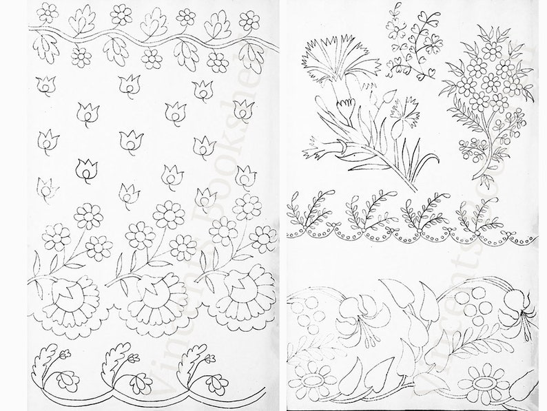 Rare Collection of Embroidery Designs, Embroidery Flowers Pattern, Vintage Floral Hand Embroidery Stitches, Art Inspiration, PDF eBook Book image 8