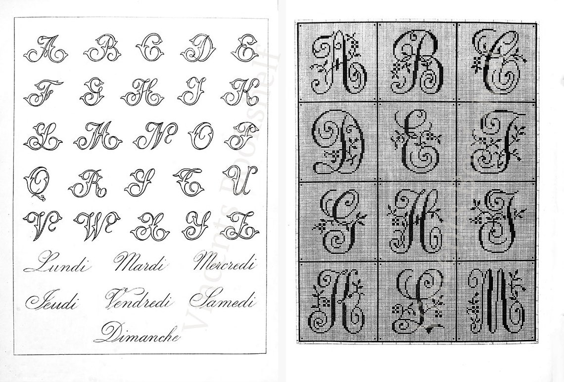 Vintage Embroidery Alphabet Designs by Mesureur. Vintage Etsy