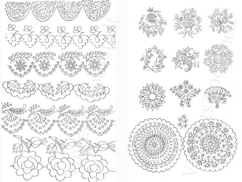 Rare Collection of Embroidery Designs, Embroidery Flowers Pattern, Vintage Floral Hand Embroidery Stitches, Art Inspiration, PDF eBook Book image 7