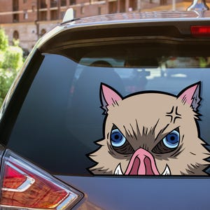 Inosuke Anime Peeker Sticker – Waterproof Vinyl Car Window Decal for Otaku & Anime Fans