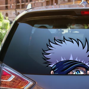 Gojo Anime Peeker Sticker – Waterproof Vinyl Car Window Decal for Otaku & Anime Fans