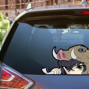 Inosuke Anime Peeker Sticker – Waterproof Vinyl Car Window Decal for Otaku & Anime Fans