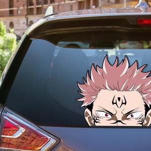 Sukuna Anime Peeker Sticker – Waterproof Vinyl Car Window Decal for Otaku & Anime Fans