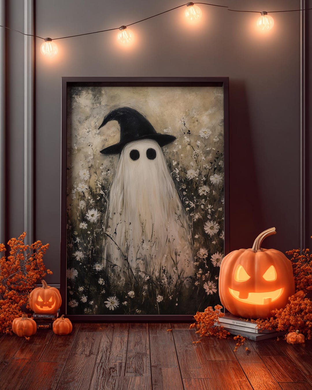 Cute Kawaii Ghost Poster | Pastel Halloween Wall Art Print | Spooky ...
