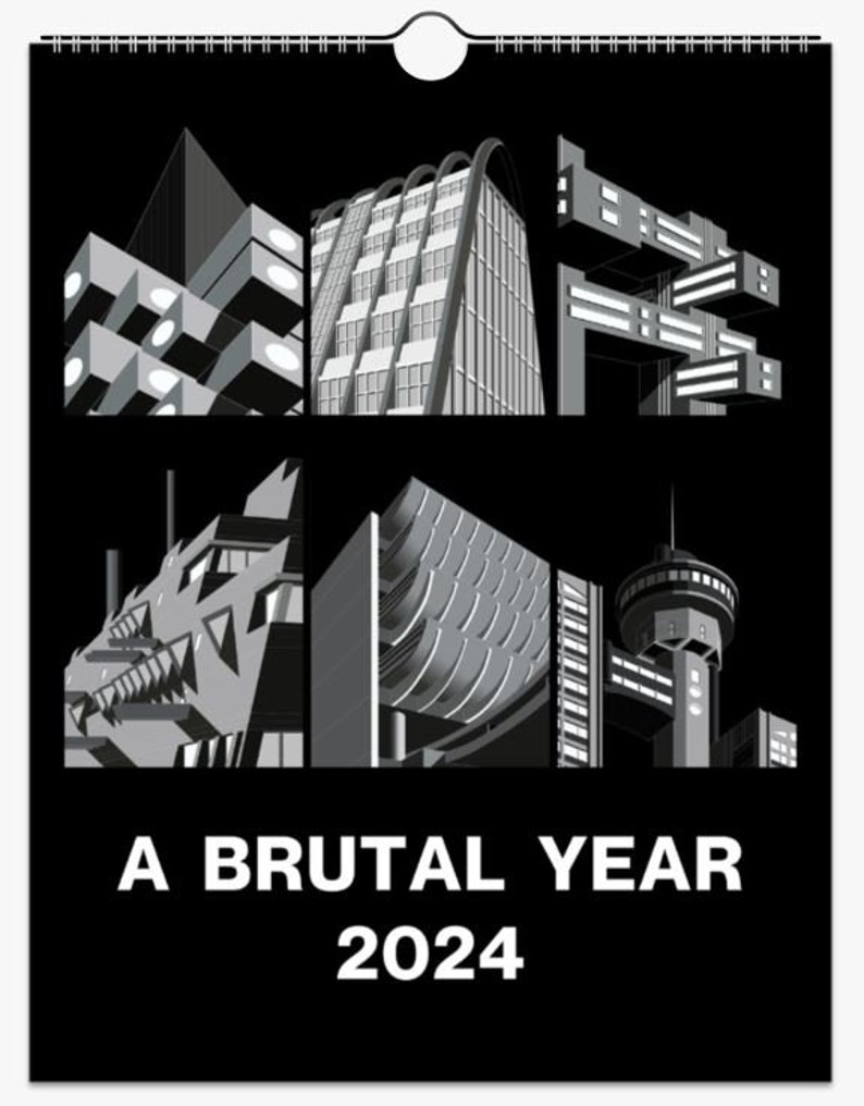 25. Monochrome LT Vertical Brutalist Wall Calendars 2024, Brutalist