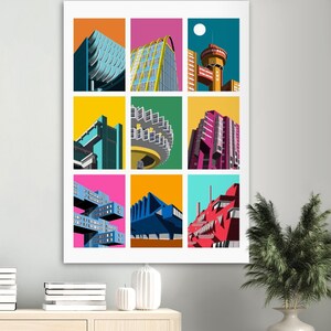 Brutalist Buildings Collage, Print, Poster, Artwork, Architecture Print, Wall Art, Home Decor, Wall Print, Brutalist Print A0 (84.1 x 118.9  cm)