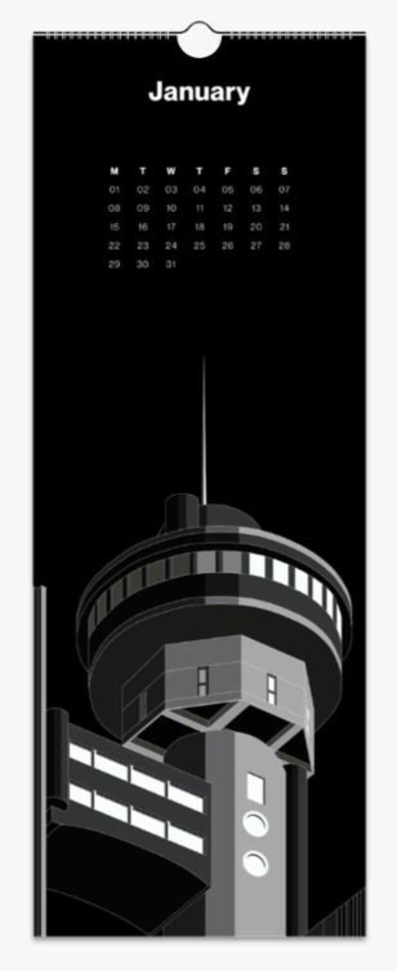 1. Monochrome Long Brutalist Calendars 2025, Colour Calendar, Wall