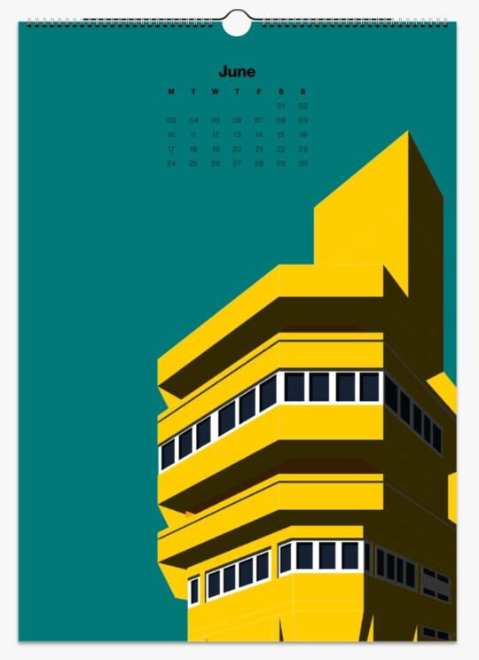 10. Colour A3 Vertical Brutalist Wall Calendars 2024, Brutalist