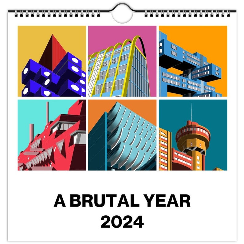 12. Colour Square Brutalist Wall Calendars 2024, Brutalist Calendar