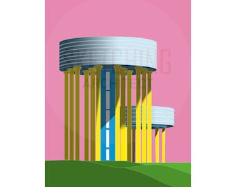 Garthamlock Craigend Water Tower, Glasgow, Architecture Print, Wall Art, Home Decor, Artwork, Custom Art, Wall Print, Brutalist Print