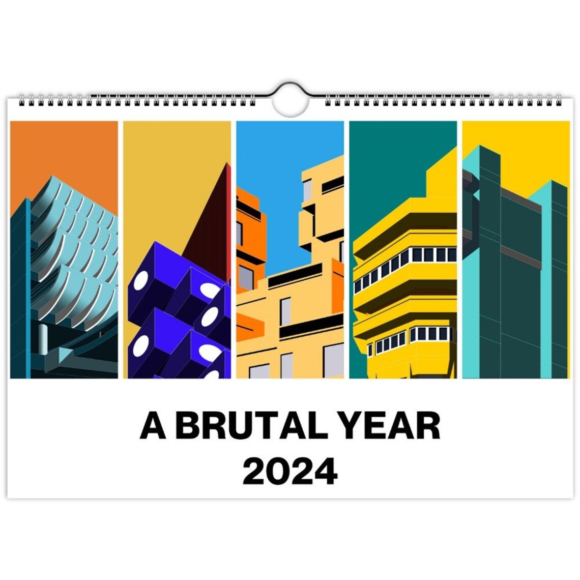 7. Colour A4 Landscape Brutalist Wall Calendars 2025, Brutalist