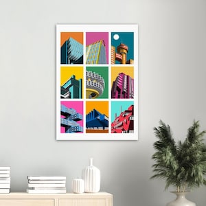 Brutalist Buildings Collage, Print, Poster, Artwork, Architecture Print, Wall Art, Home Decor, Wall Print, Brutalist Print A1 (59.4 x 84.1  cm)