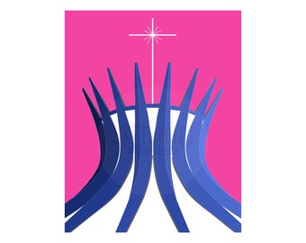 Cathedral of Brasília, Brazil, Poster, Artwork, Architecture Print, Wall Art, Home Decor, Artwork, Custom Art, Wall Print, Brutalist Print