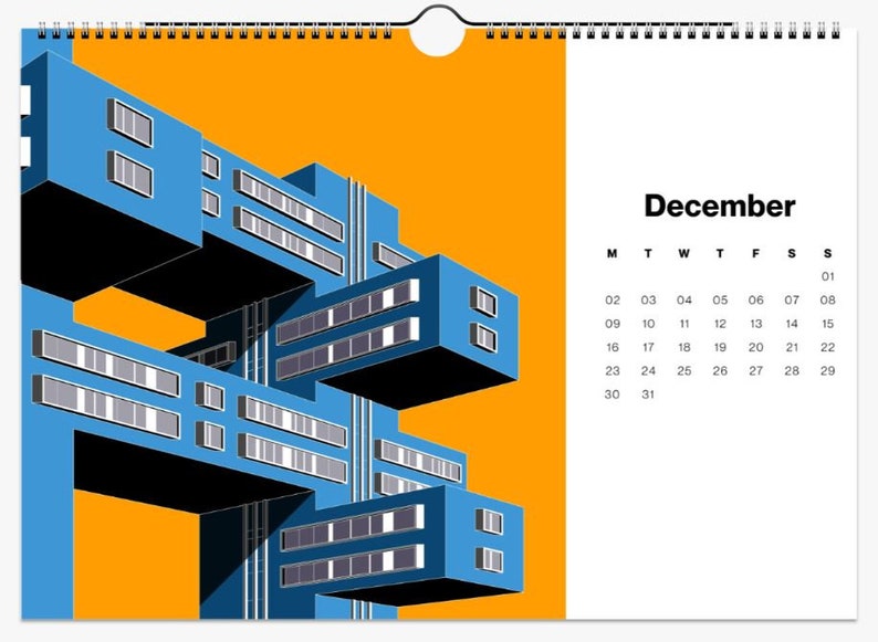 7. Colour A4 Landscape Brutalist Wall Calendars 2024, Brutalist
