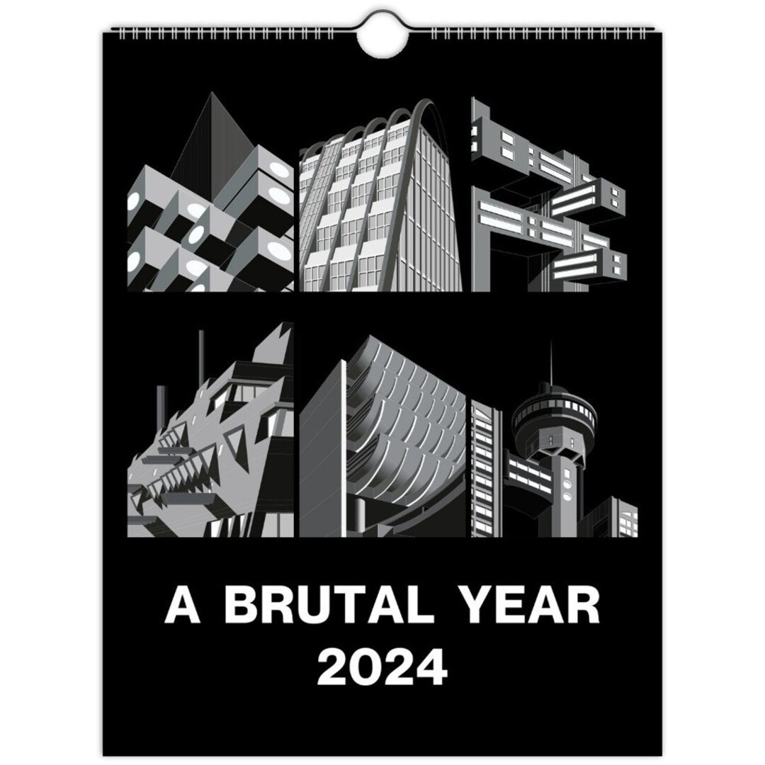 25. Monochrome LT Vertical Brutalist Wall Calendars 2024, Brutalist