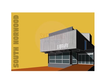 South Norwood Library ,  Poster, Artwork, Architecture Print, Wall Art, Home Decor, Artwork, Geometric Print, Brutalist Print