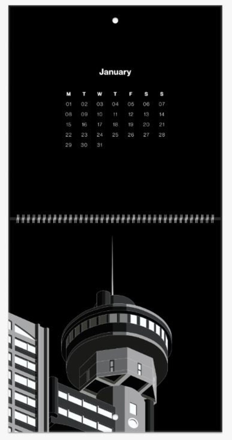 20. Monochrome Square Brutalist Wall Calendars 2024, Brutalist Calendar