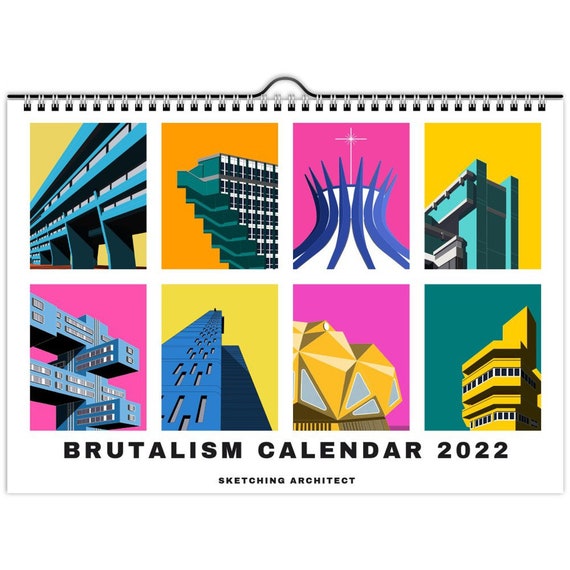 Brutalism Wall Calendar 2022 Colour Calendar Wall Calendar | Etsy