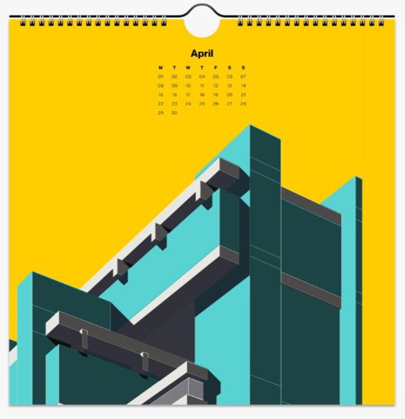 12. Colour Square Brutalist Wall Calendars 2024, Brutalist Calendar