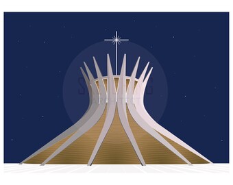 Cathedral of Brasília, Brazil, Poster, Artwork, Architecture Print, Wall Art, Home Decor, Artwork, Custom Art, Wall Print, Brutalist Print