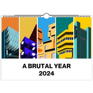 7. Colour A4 Landscape Brutalist Wall Calendars 2024, Brutalist Calendar, Architecture Calendar, World Delivery (except CA & US)