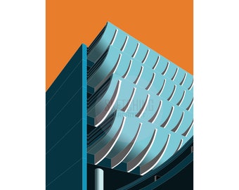Preston Bus Station, British Print, Poster, Artwork, Architecture Print, Wall Art, Home Decor, Wall Print, Brutalist Print