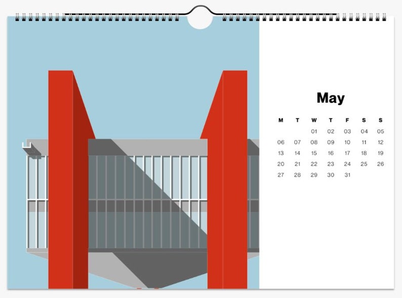 7. Colour A4 Landscape Brutalist Wall Calendars 2024, Brutalist
