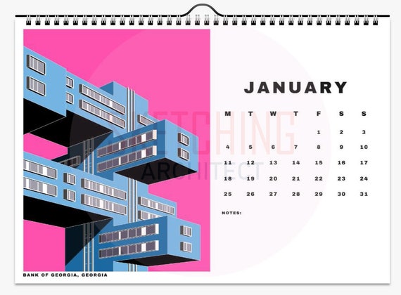 Brutalism Wall Calendar 2022 Colour Calendar Wall Calendar | Etsy