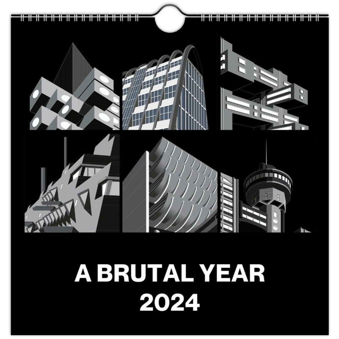 11. Monochrome Square Brutalist Wall Calendars 2025, Brutalist Calendar