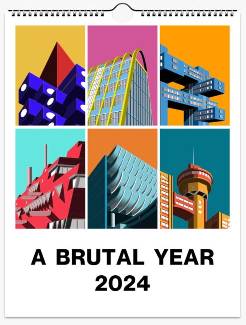26. Colour LT Vertical Brutalist Wall Calendars 2024, Brutalist