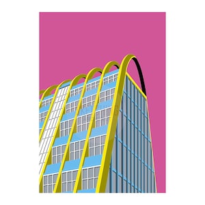 Porte-pain, impression Manchester, Royaume-Uni, paysage urbain, affiche, oeuvre d&#39;art, impression d&#39;architecture, art mural, décoration d&#39;intérieur, impression murale, impression brutaliste