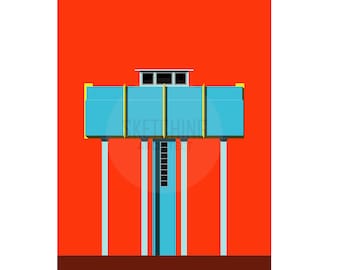 Cranhill Water Tower, Glasgow, Poster, Artwork, Architecture Print, Wall Art, Home Decor, Artwork, Custom Art, Wall Print, Brutalist Print